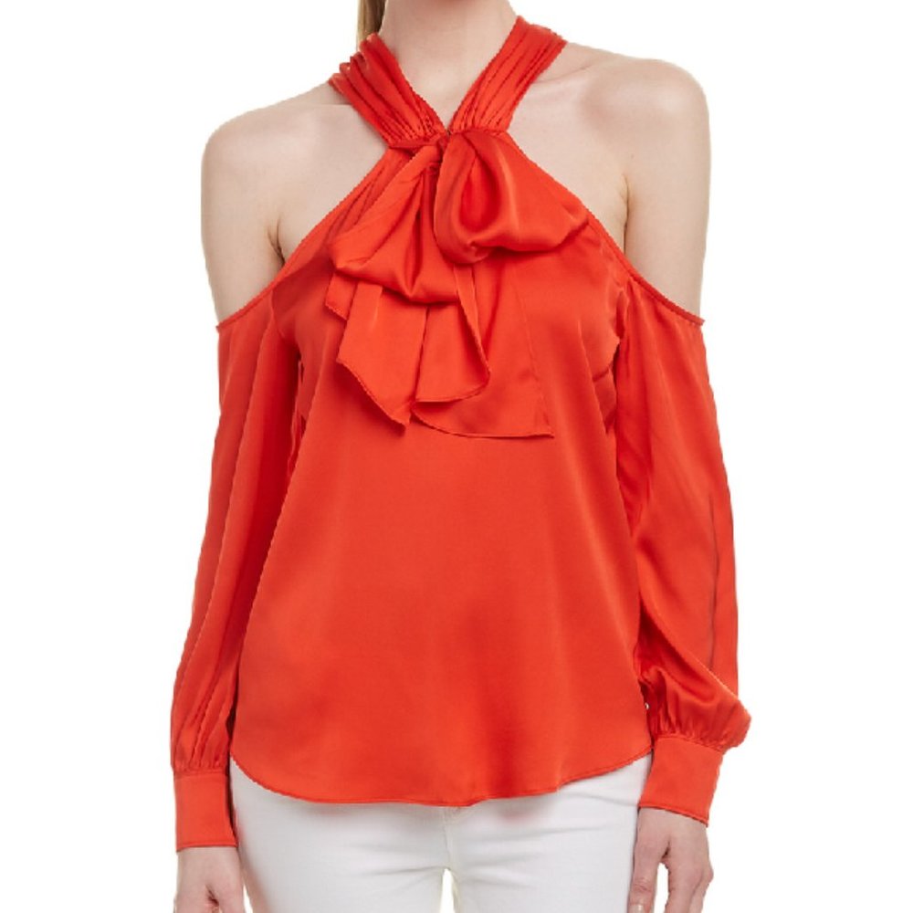 Trina Turk Mitchell Red Silk Blouse NWT